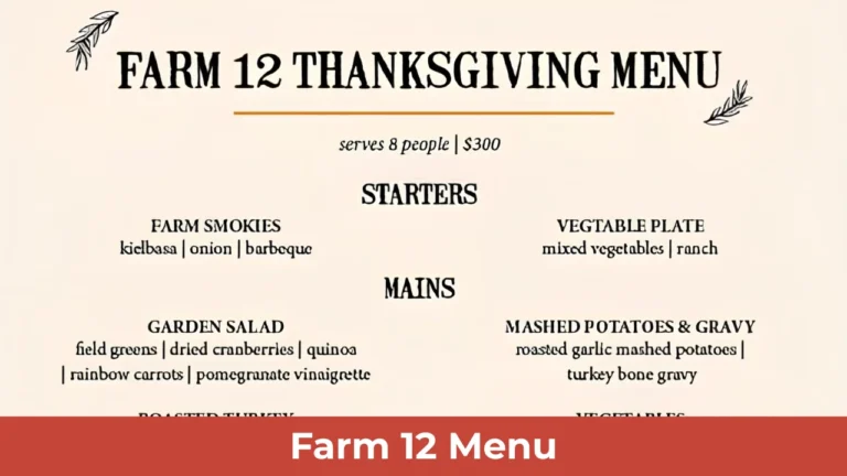 Farm 12 Menu