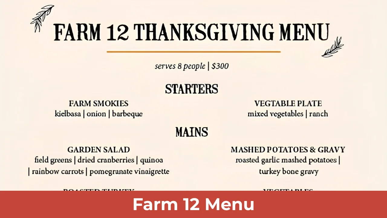 Farm 12 Menu