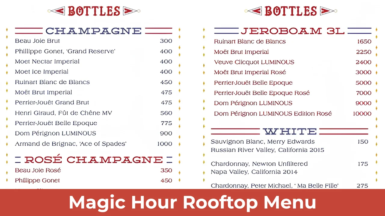 Magic Hour Rooftop Menu