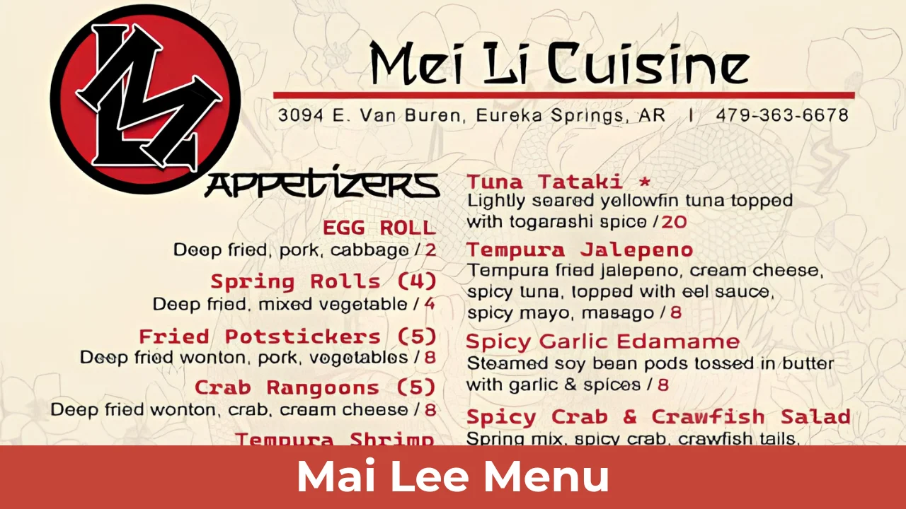 Mai Lee Menu