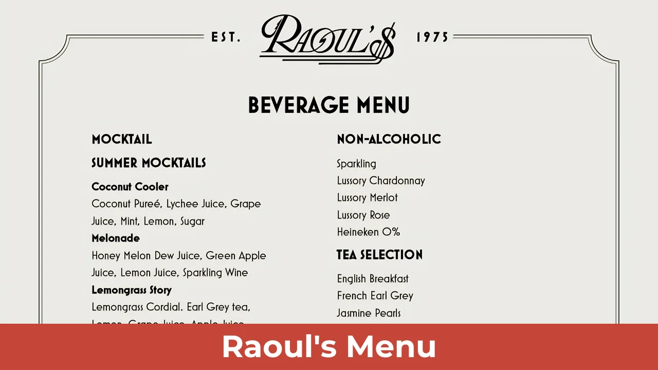 Raoul's Menu