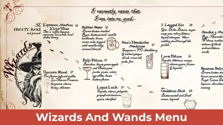 Wizards And Wands Menu