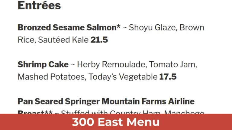 300 East Menu