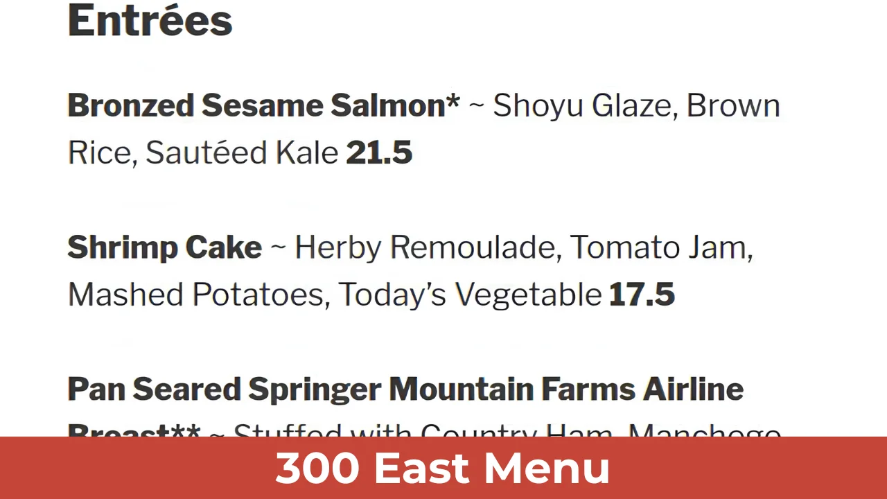 300 East Menu