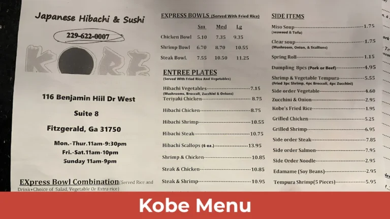 Kobe Menu