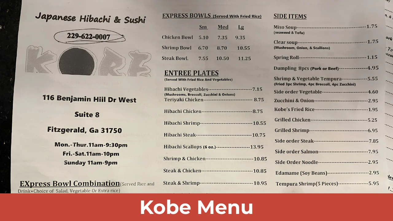 Kobe Menu