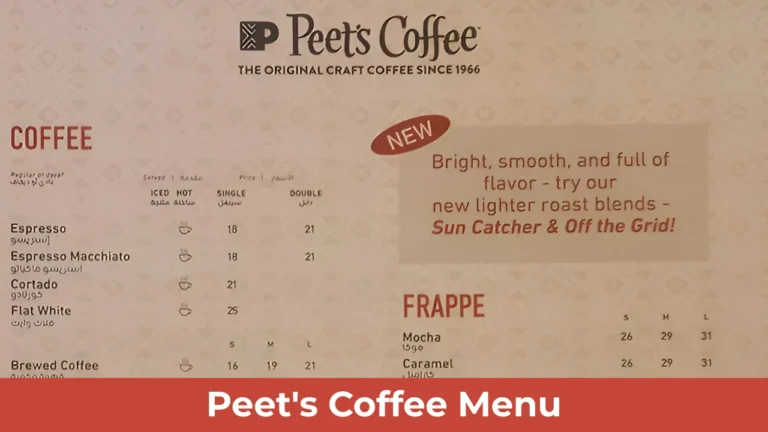 Peet's Coffee Menu