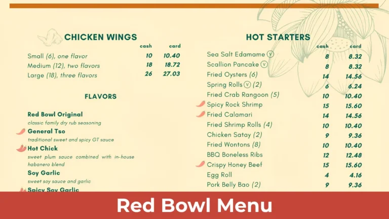 Red Bowl Menu