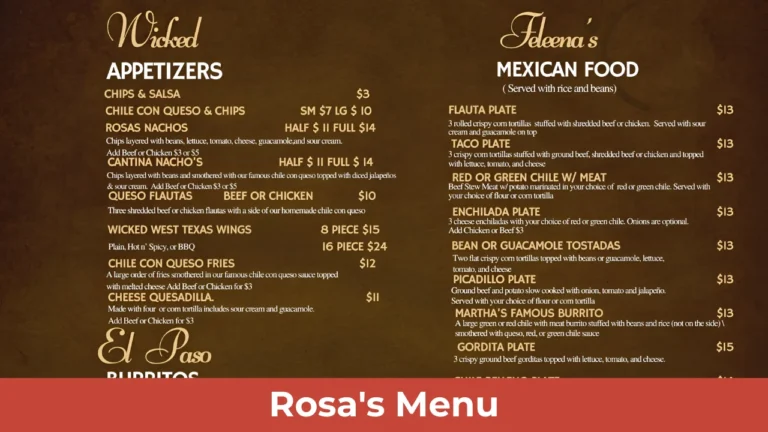 Rosa's Menu