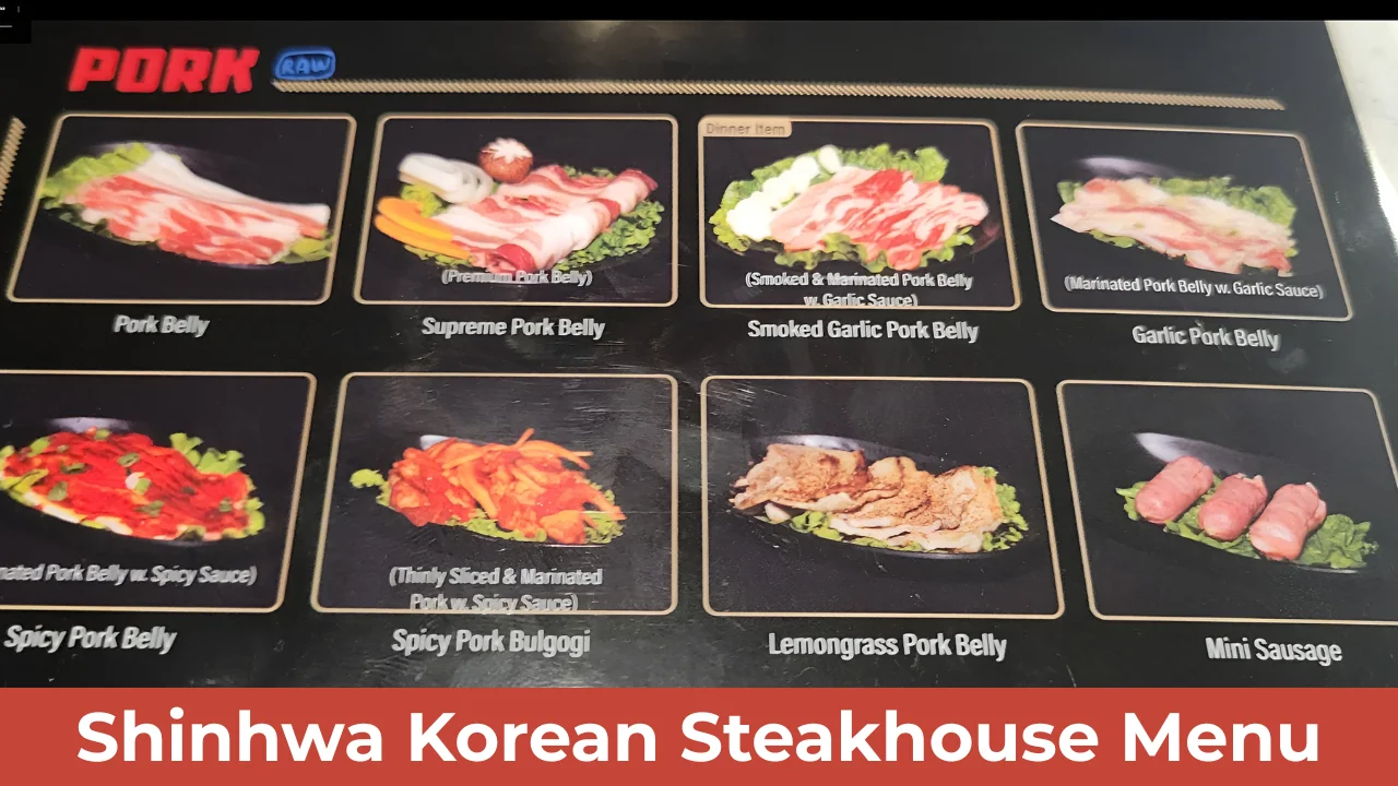 Shinhwa Korean Steakhouse Menu