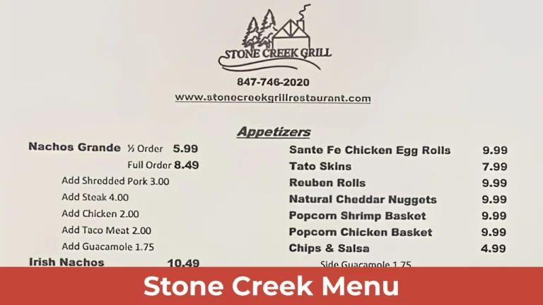 Stone Creek Menu