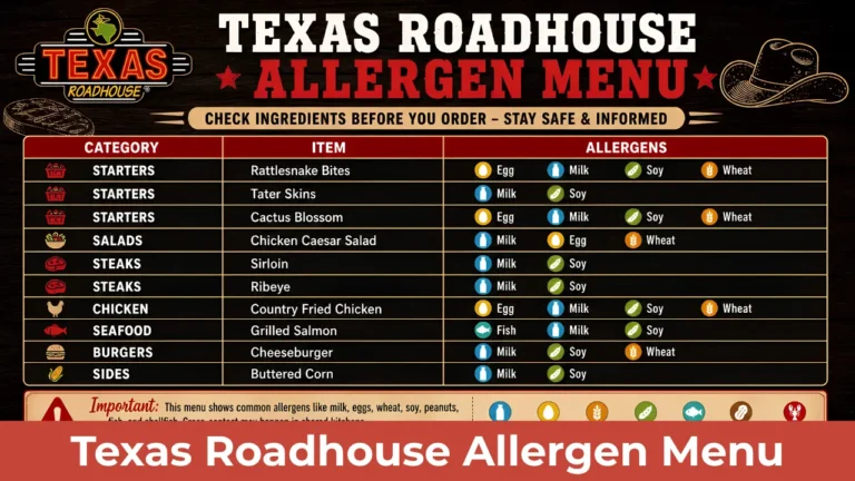 Texas Roadhouse Allergen Menu