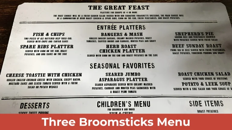 Three Broomsticks Menu