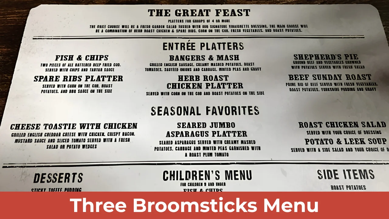 Three Broomsticks Menu