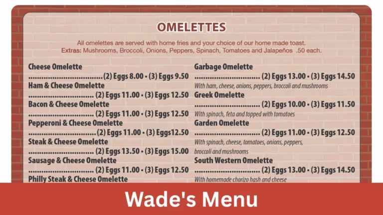 Wade's Menu